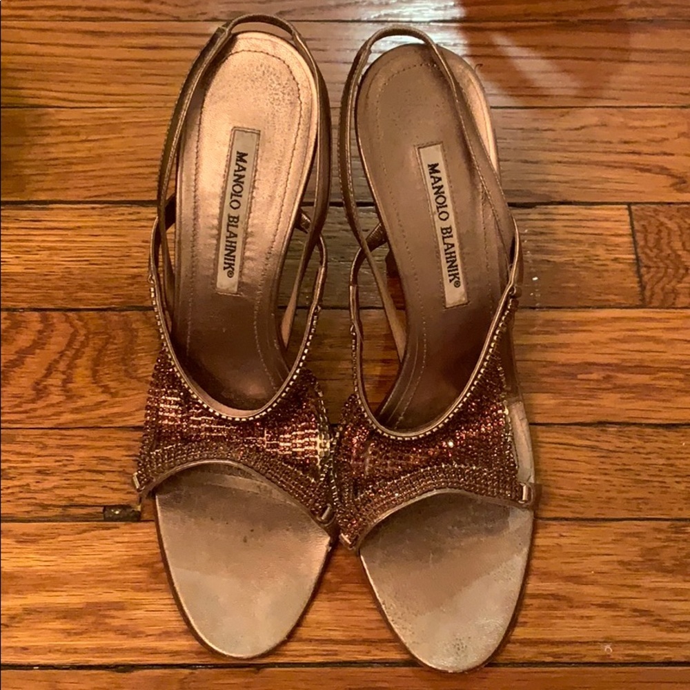 Manolo Blahnik gold sandals